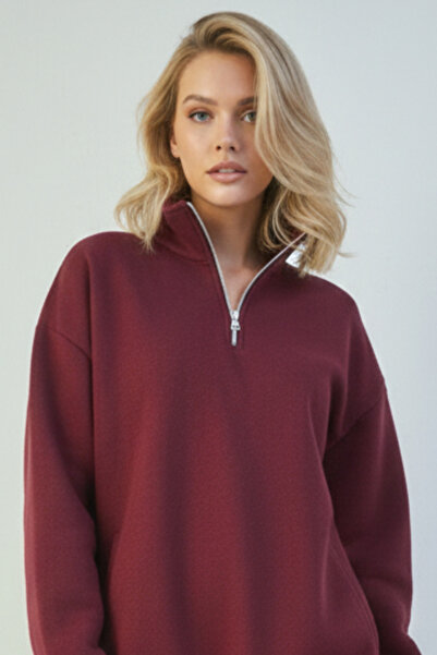 UNCİA OUTDOORS Γυναικείο φούτερ με μισό φερμουάρ, oversized, άνετη εφαρμογή, ...