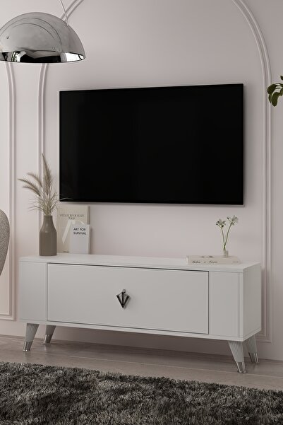 DEMONTE DECOR TV1352DD RETRO-32 TV SEHPASI BEYAZ-GÜMÜŞ