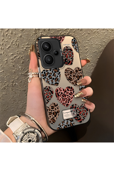 Hontinga Xiaomi Redmi Note 13 Pro Plus+ 5G Uyumlu Kılıfı Pardalı Desenli Kalp...