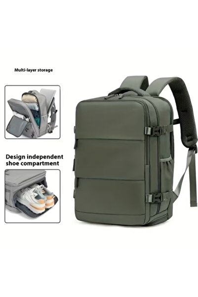 Generic Unisex laptop backpack, waterproof, adjustable shoulder straps, black and army green.