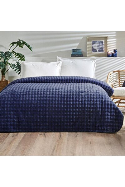 Özdilek مزدوج فلفي غطاء سرير أزرق داكن