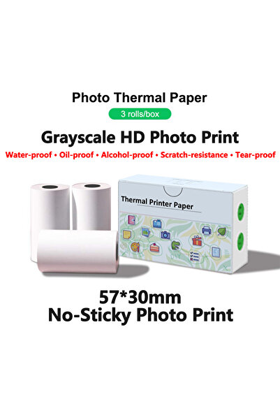 Choice3 طابعة ملصقات صور صغيرة الحجم مزودة بتقنية بلوتوث، تعمل بتقنية الطباعة الحرارية بدون حبر، مع 3 بكرات من الحبر.