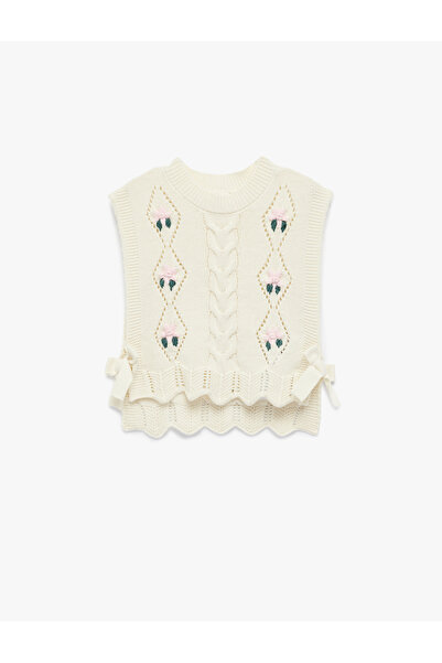 Koton detaliu cu fundă guler rotund Pulover tricotat cu flori