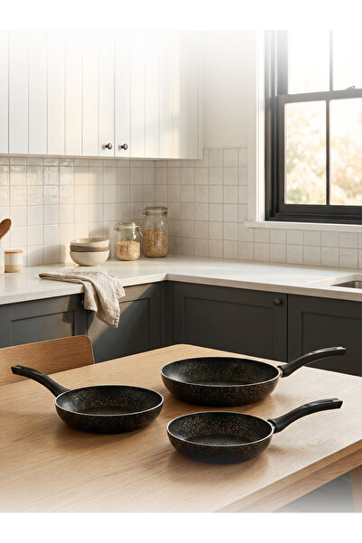 Hascevher Lavilla Prime Granit 3 Pcs Tava Set (18/22/26) 2.2 mm Color: Gold