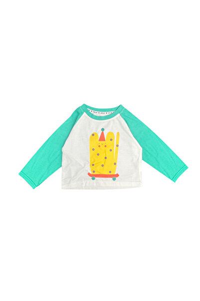 L&Wen Kids Raglan Long Sleeve Sweatshirt, Crew Neck Top White 110 (5Years)
