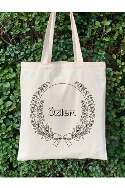 Cemira Kişiye Özel İsimli Lavanta Kır Çiçeği Boyama Çantası | Boyanabilir Bez...