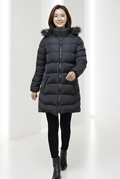 benguen Hat Fur Coat K9182 Black