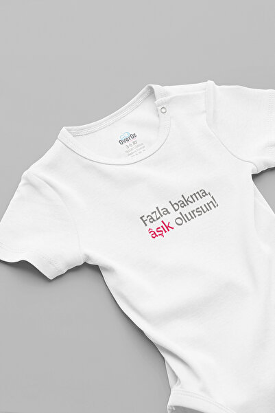 Overoz Don'T Look Too Much, You'Ll Fall in Love Printed Baby Bodysuit with Sn...