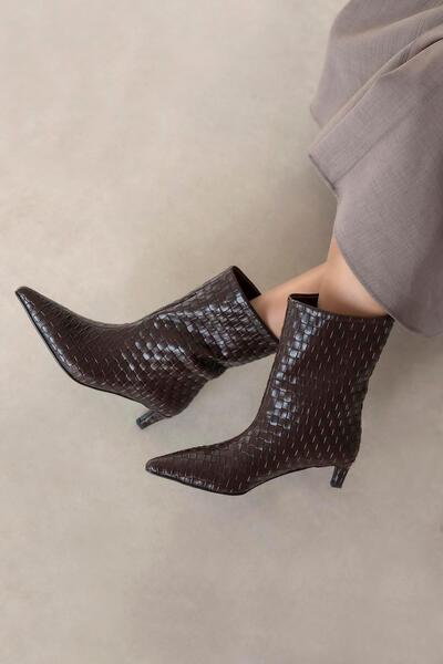 STRASWANS Cizme din piele cu detalii tricotate pentru femei Zoey, maro