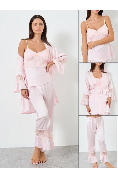 Styli PACK OF 3 LACE INSERTS CAMI ROBE & PJ LONG SET