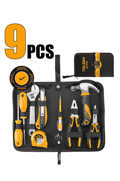TOLSEN عدة أدوات منزلية وسيارة أساسية – ٩ قطع عملية قوية متكاملة