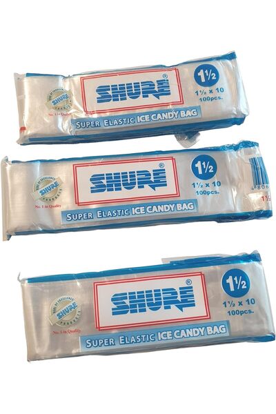 Generic Plastic Ice Candy, Super Elastic Ice Candy Bags, 1.5 x 10 cm, 100 Pieces Per Pack, 3 Packs