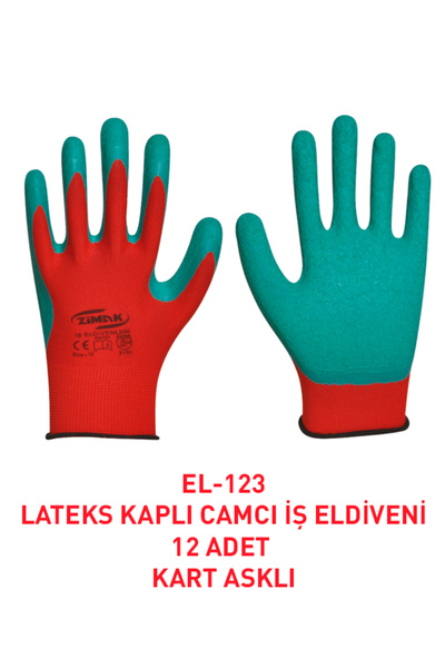 zimak Nitril Kaplı Camcı İş Eldiveni Yeşil Kırmızı EL-123 XL/10 / 12 ADET