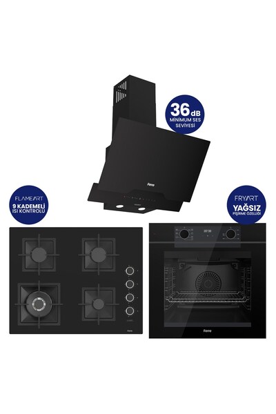 Ferre Fryart Digital Siyah Cam Ankastre Set ( 65 CM Woklu OCAK ) QEP63CS+SC40...
