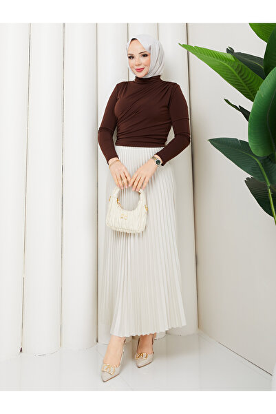 modapark.ist Women's Sandy Blouse and Skirt Set with Gathered Shoulders