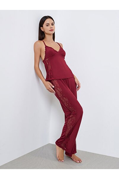 Styli Side Lace Insert Cami and Pyjama Set