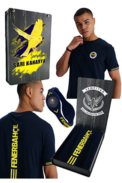 Fenerbahçe Men's Triangle Back Detail T-Shirt Uv+Bracelet Gift Box