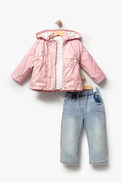 Jikko Baby 3-Piece Hooded Baby Girl Coat & Trousers Holiday Set 9083