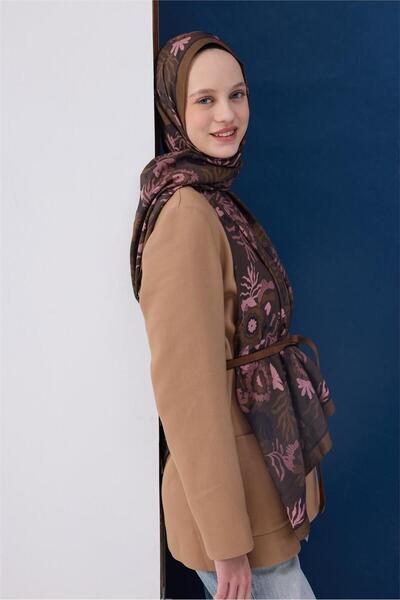 Silk Home Viscose Blend Mayda Shawl Dark Green-Powder Pink Patterned Tok Duru...