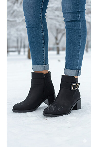 DB Cizme cu toc pentru femei, cu talpă anti-alunecare, din piele, rezistente ...