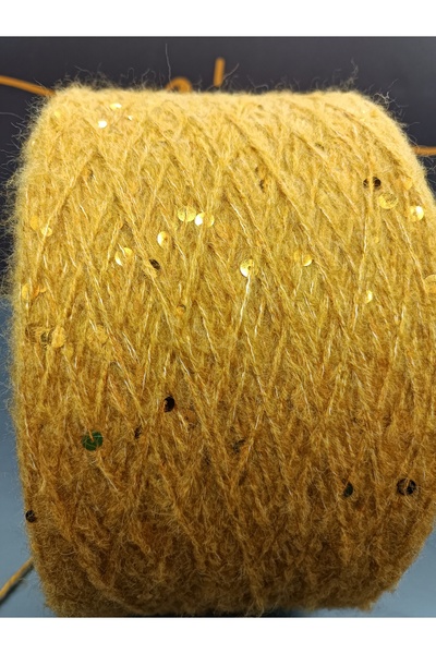 Pİ Yarn İri ve sık pullu moher 300 gr el örgü ipi sarı