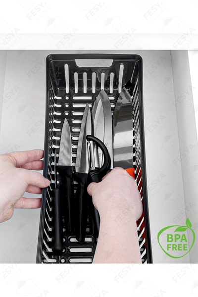 Fesya Home LIZE Siyah Kaşıklık Sepet Çekmece İçi Bıçaklık Kaşıklık Organizer ...