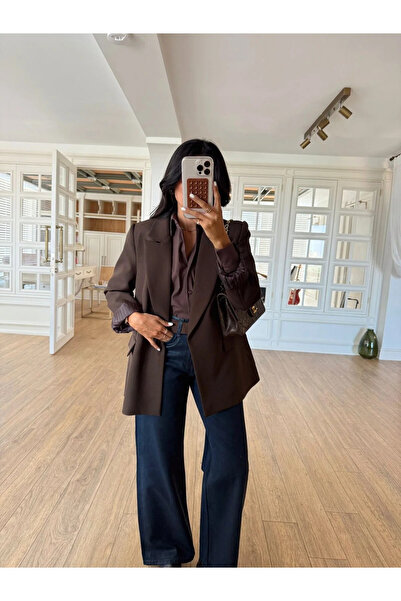 My Blog Brown Striped Lined Jacket - 7560