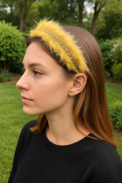 Gönülden Tasarım Coroană galbenă cu lanț de accesorii pentru păr