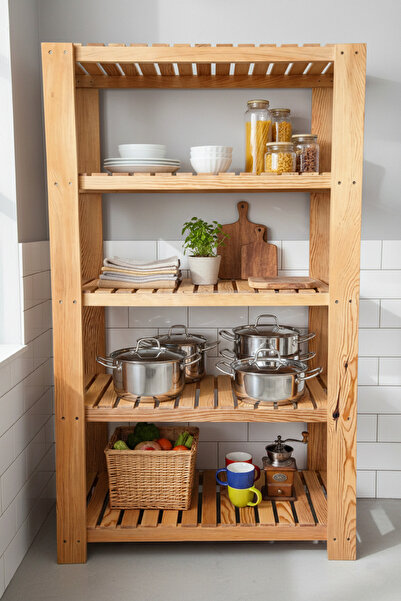 Sedefira Mutfak Rafı, Düzenleyici Stand, Ahşap Organizer Tereklik, Çok Amaçlı...