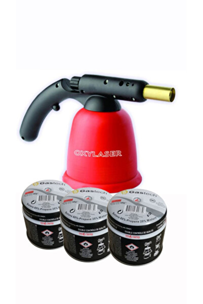 NO BRAND OXYLASER SOLDERING LAMP SET WITH PIEZOELECTRIC IGNITION + 3 GAS CARTRIDGES 190GR