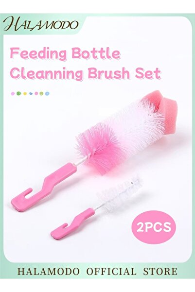 HALAMODO طقم فرشاة تنظيف زجاجات الرضاعة مكون من قطعتين، فرشاة إسفنجية للزجاجة...