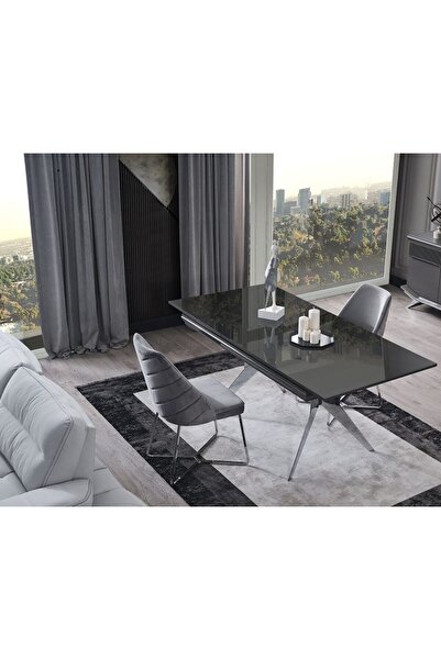 AYDINEV ASYA GÜMÜŞ AÇILIR YEMEK MASASI+6 SANDALYE