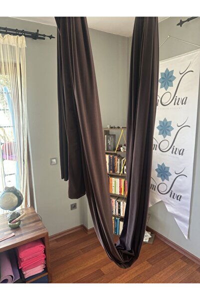 OmSiva مجموعة أرجوحة اليوغا - بني اللون، عرضها قابل للتمدد حتى 260 سم (منتجات...