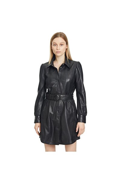 mauritius Γυναικείο μαύρο δερμάτινο φόρεμα Gipsy GWLygia