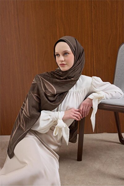 Silk Home Viscose Blend Shawl Brown Background Multi-Colored Patterned Tok Po...