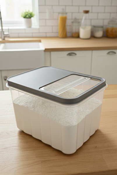 Poomy 16 Lt Large Size Transparent Storage Container Flour and Legume Bucket - Food Container with Sliding Lid