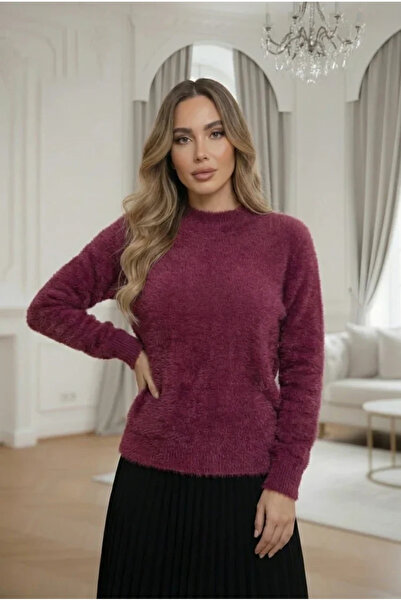 UniqueStore.ro Pulover pufos violet cu croială lejeră