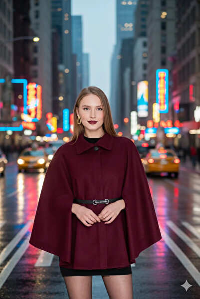 Modayıldızlar Morena Bordo Oversize Panço / Tesettür Tunik Yeni Sezon Rahat Modern Şık Kombin