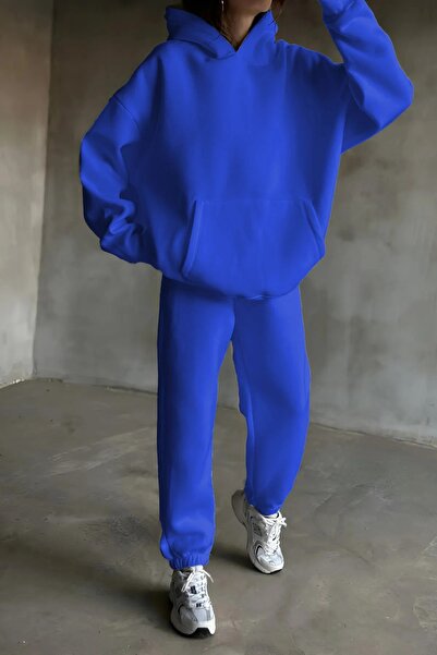 BARLİZ Γυναικείο Σετ Φόρμας Basic Oversize Άνετης Εφαρμογής με 3 Κλωστές και ...