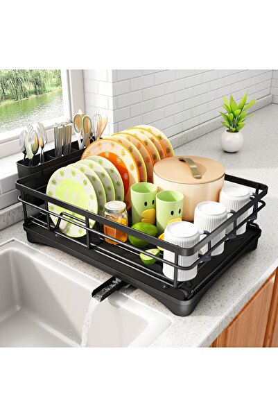 Arabest Dish Drying Rack, Stainless Steel Dish Rack for Kitchen Counter, Dish Drainer with Cutlery Holder