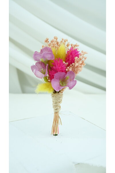 Buketlife Yellow Pink Cream Groom Boutonniere