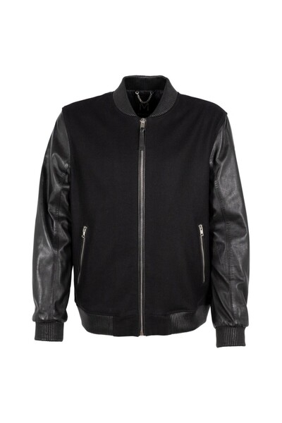 mauritius Geaca de Piele Barbati Silver Neagra MMAleck