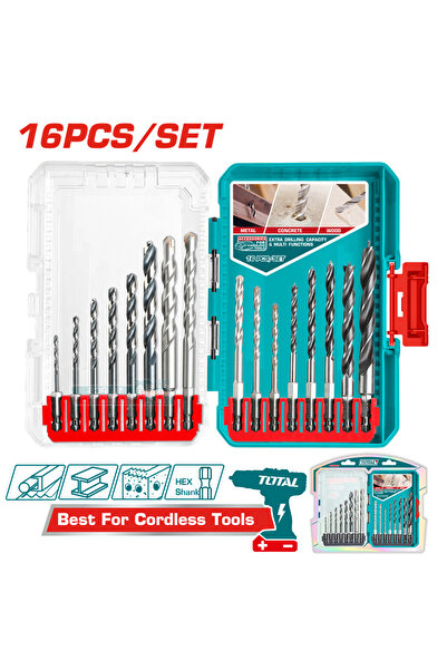 TOTAL – Set burghie pentru metal/beton/lemn 16 BUC