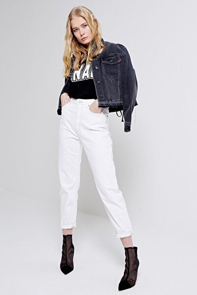 JAXEN بنطلون جينز نسائي NS-73408 باللون الأبيض الفاتح للاستخدام اليومي من الت...