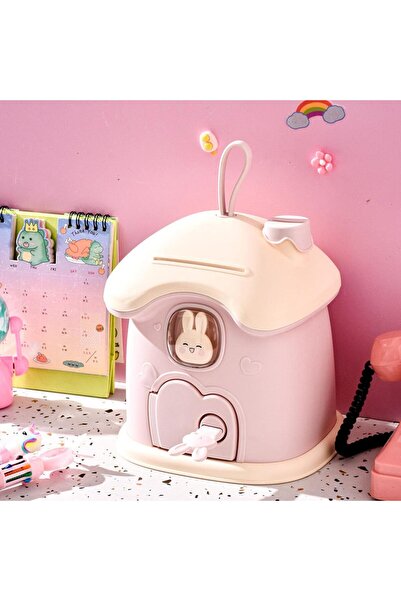 HPYTECH 🐰Sevimli Tavşan Figürlü Çocuk Kumbarası 🐰 Kilitli 🐰Dayanıklı 🐰Eği...