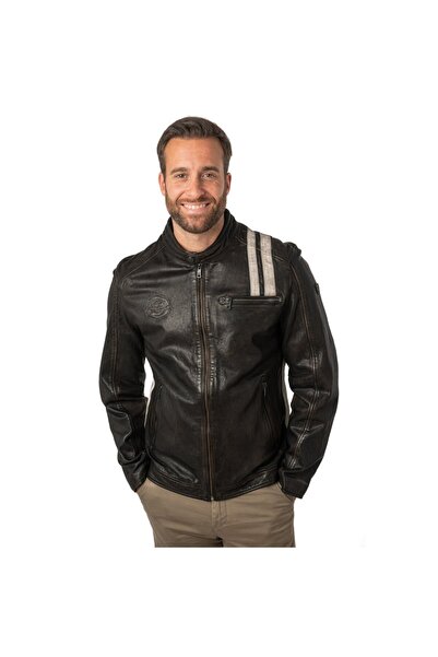 mauritius Geaca de Piele Barbati Negru Antic MMFaron