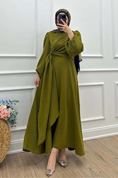 Rimel Moda Tie-Up Dress Oil Green