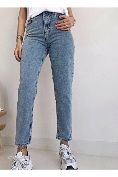 JAXEN NS-32447 Pantaloni Mom Jean spălați cu zăpadă