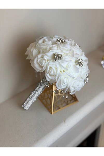 GÜRLEK TEKSTİL Yeni Sezon Lateks Yoğun Taşlı Püsküllü Gelin Çiçeği Ve Damat Y...