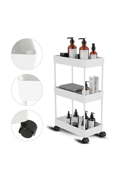 TodayShop Mobile shelf with 3 shelves and wheels